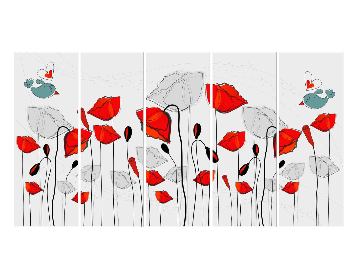 Set of Beautiful Poppies Illustration2 Wall Painting