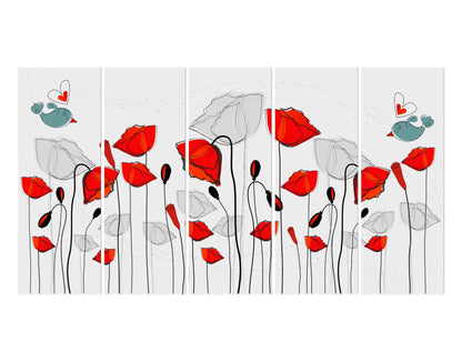 Set of Beautiful Poppies Illustration2 Wall Painting