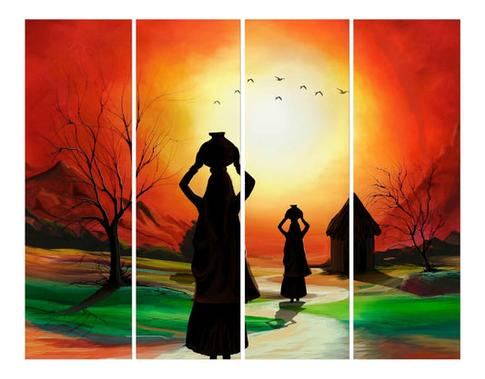 Cultural Women Carrying Water Painting Art Wall Painting