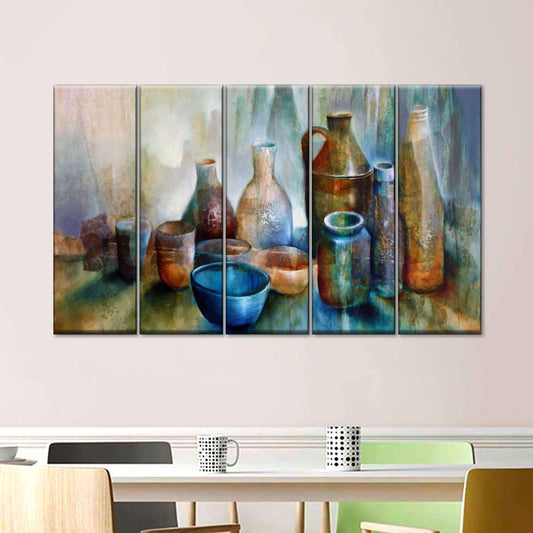 Still Life with Blue Bowl Graphic Panel Canvas Wall Art