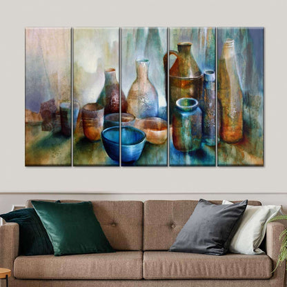 Still Life with Blue Bowl Graphic Panel Canvas Wall Art