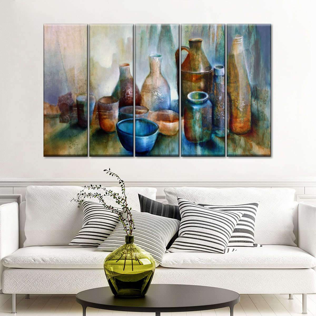 Still Life with Blue Bowl Graphic Panel Canvas Wall Art