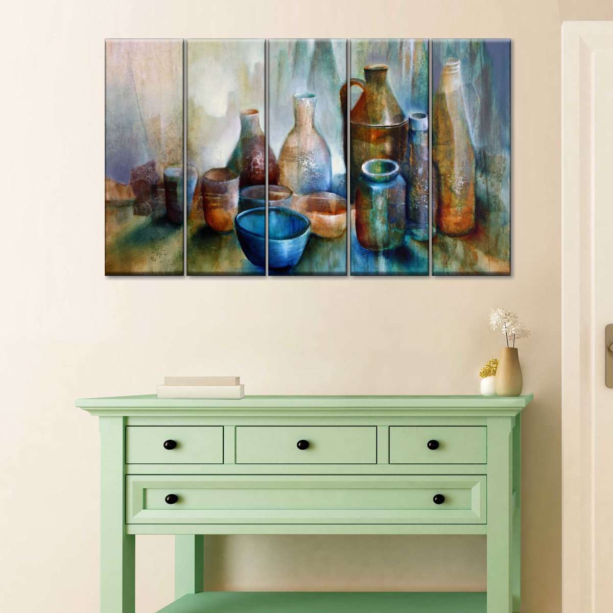 Still Life with Blue Bowl Graphic Panel Canvas Wall Art