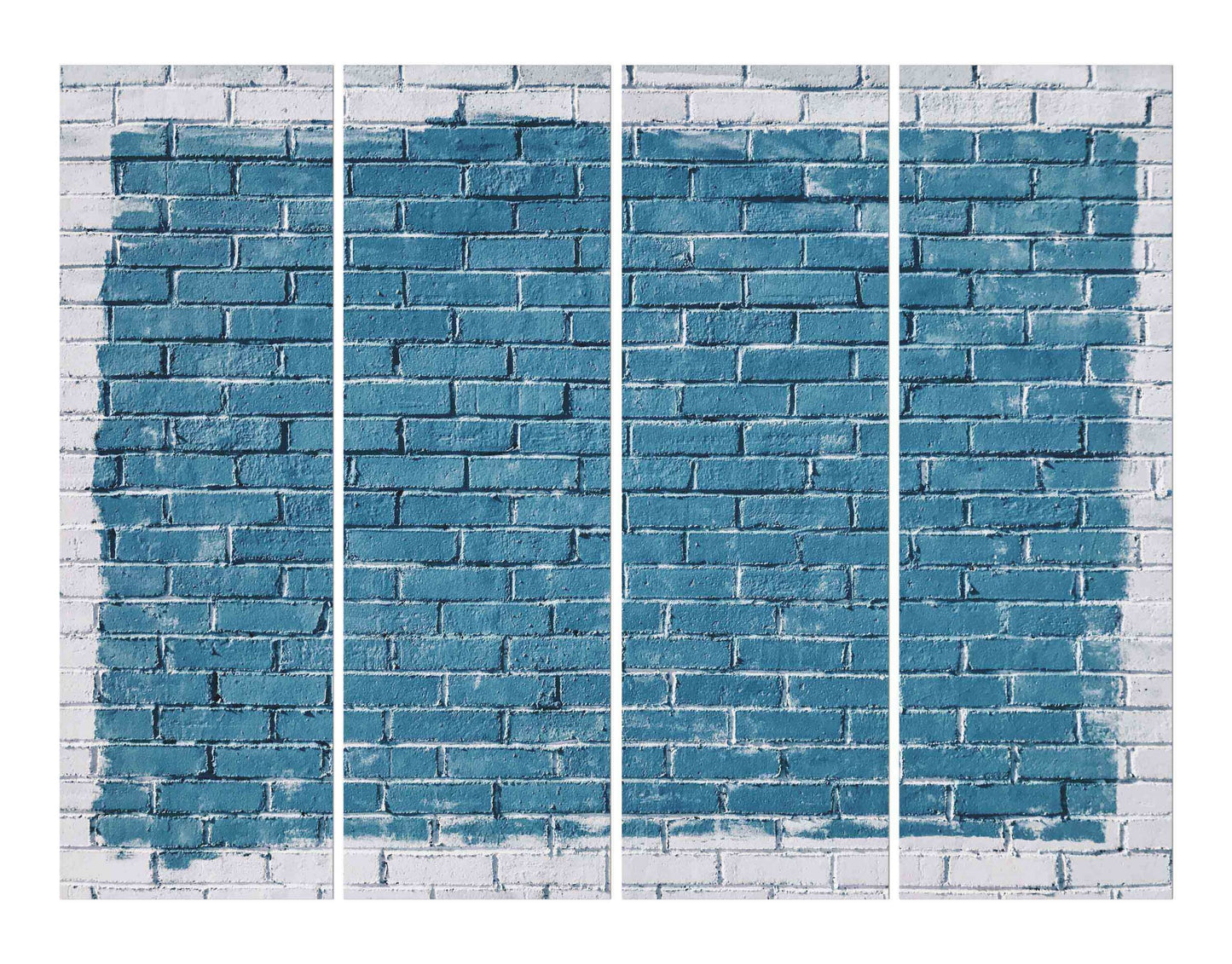 Blue &amp; White Brick Surface Painting Wall Digital Print