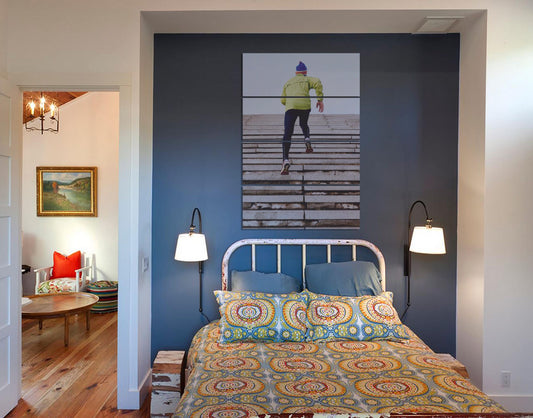 Man Stair Climbing Or Running Wall Digital Print