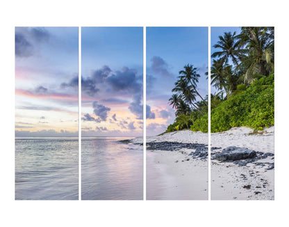 Ocean Beach with Sand &amp; Palm Coconut Trees Wall Canvas Print