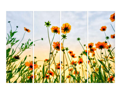 Group of Sunflower Plants in Sunset Wall Art Print