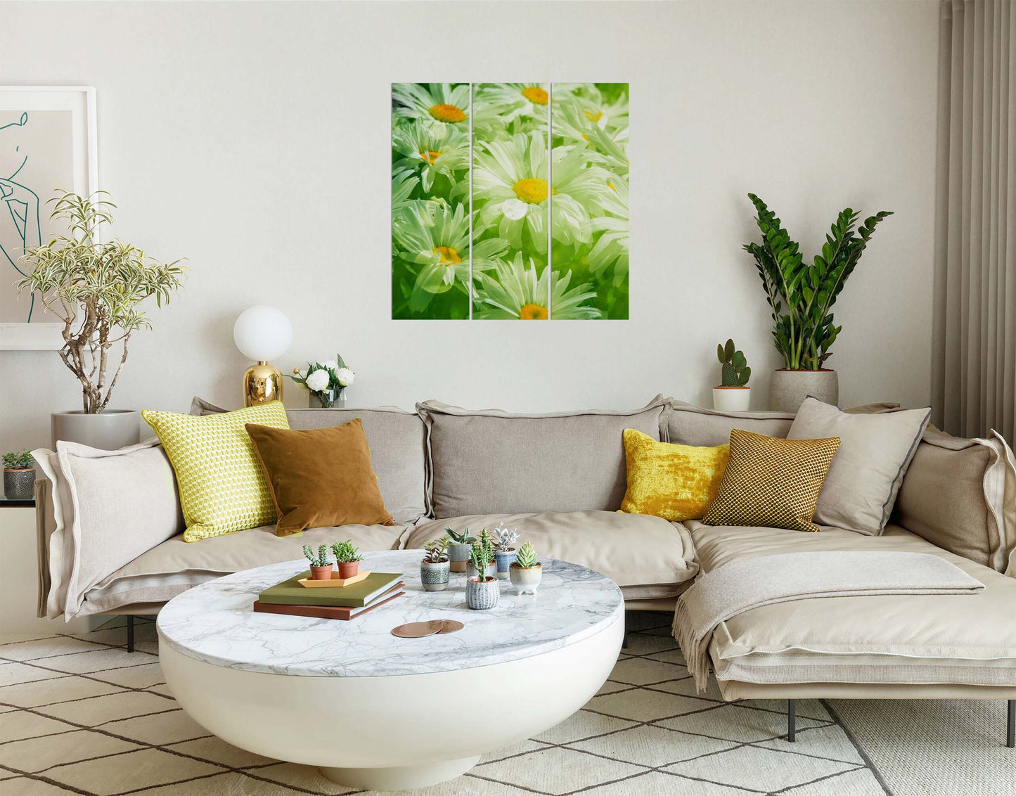 Multi White Sunflowers Wall Canvas Print