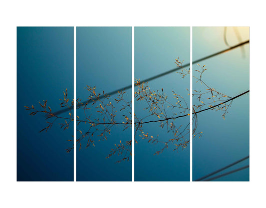 Orange Leaves Plant on Blue Sky Wall Painting