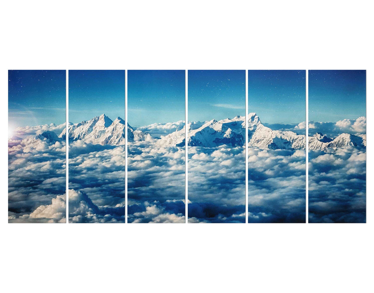 Group of Cloudy Snow Covered Himalayan Mountains Wall Canvas Print