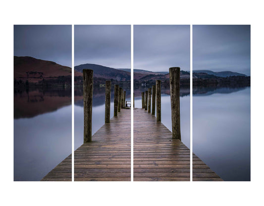 River Boardwalking Wooden Path in Summit Background Wall Digital Print