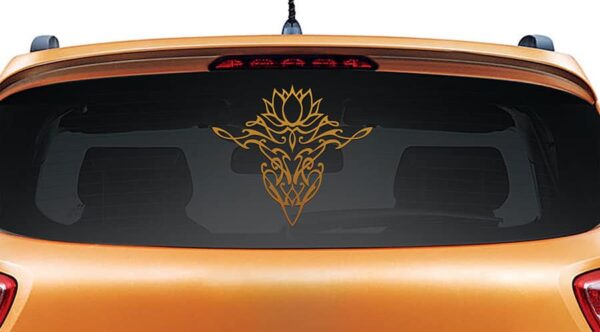 Lotus Calligraphy Copper Rear Car Sticker