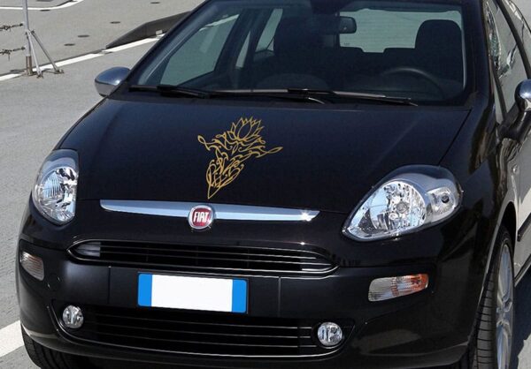 Lotus Calligraphy Gold Bonnet Car Sticker