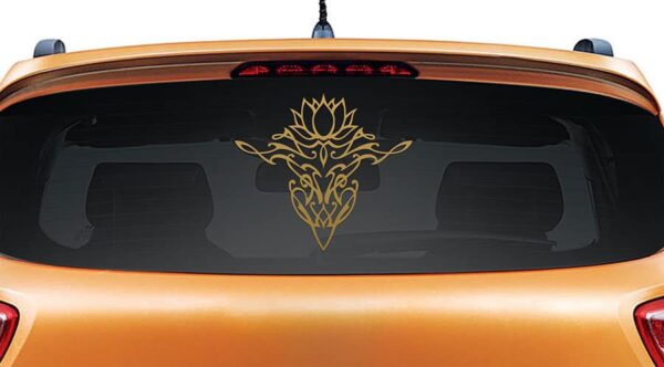 Lotus Calligraphy Gold Rear Car Sticker