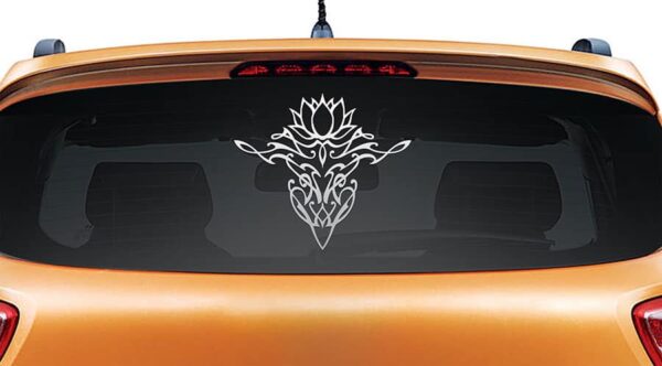 Lotus Calligraphy Silver Rear Car Sticker