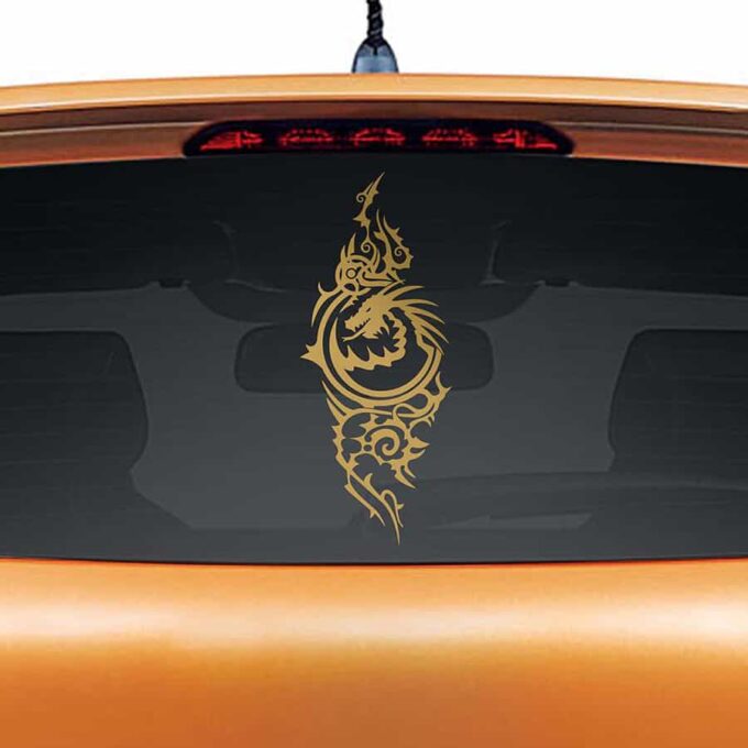 Dragon Guardian Gold Rear Car Sticker