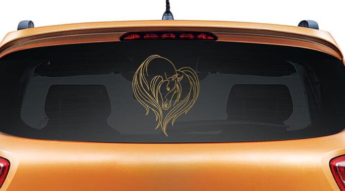 Horse Love Gold Rear Car Sticker