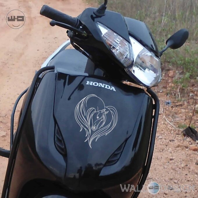 WallDesign Sticker For Motorcycle Horse Love Silver Reflective Vinyl
