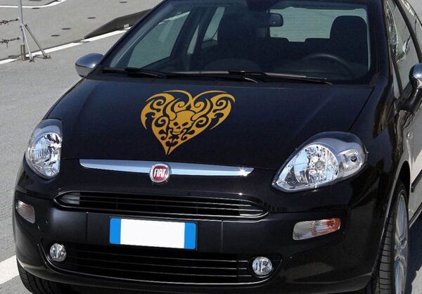 Black Heart Copper Bonnet Car Sticker