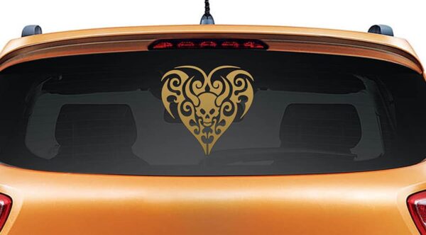 Black Heart Gold Rear Car Sticker