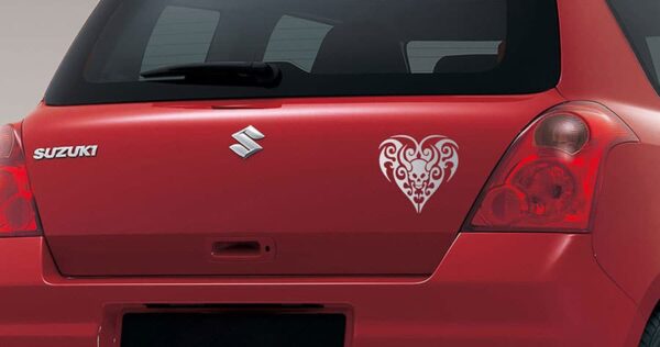 Black Heart Silver Dicky Car Sticker