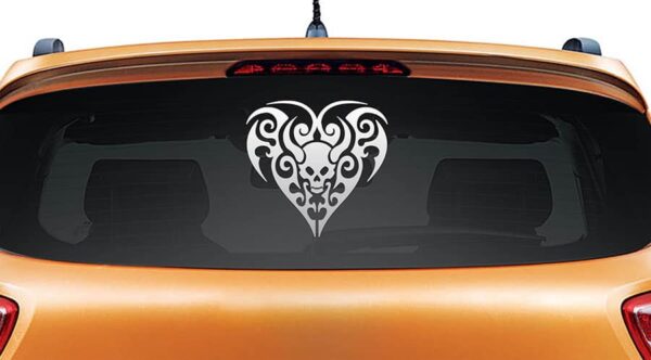Black Heart Silver Rear Car Sticker