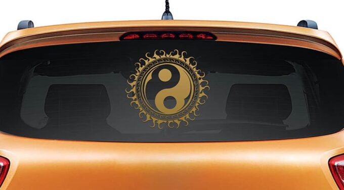 Yin Yang Gold Rear Car Sticker