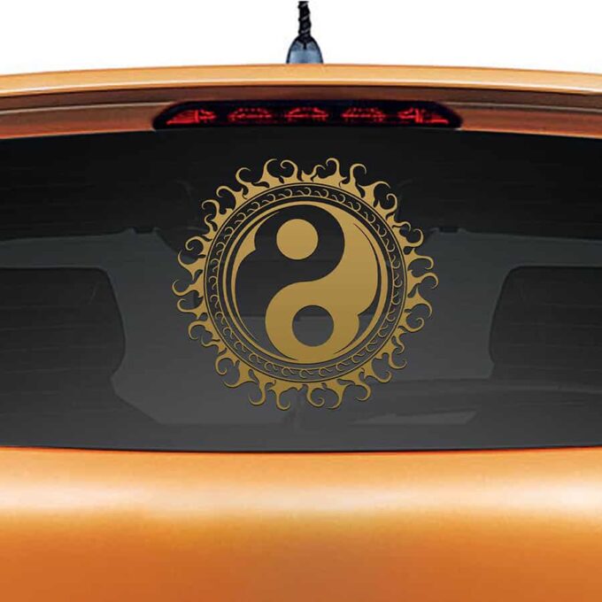 Yin Yang Gold Rear Car Sticker