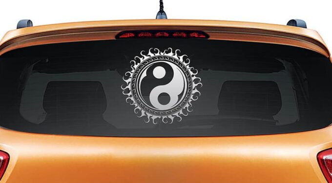 Yin Yang Silver Rear Car Sticker