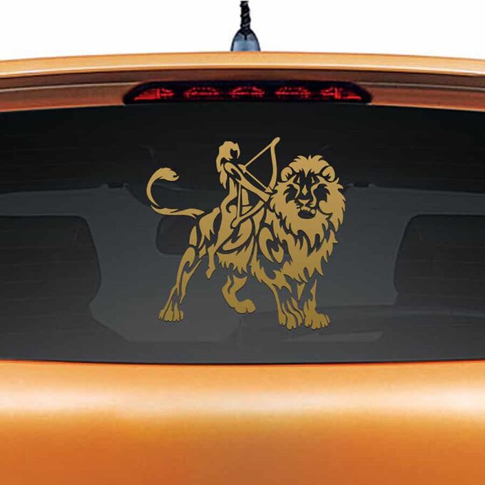 Lucky Leo Gold Rear Car Sticker