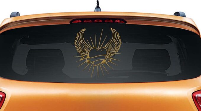 Angel Heart Gold Rear Car Sticker