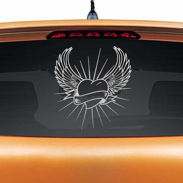 Angel Heart Silver Rear Car Sticker