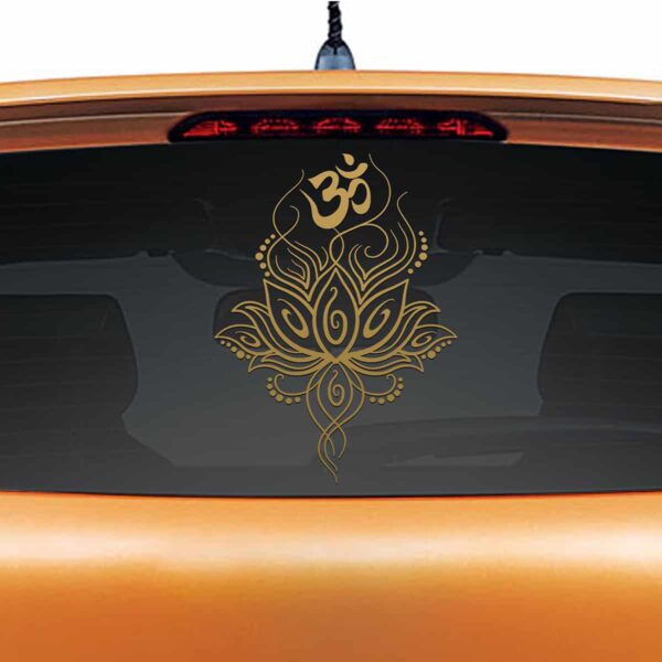 Om Design Gold Rear Car Sticker