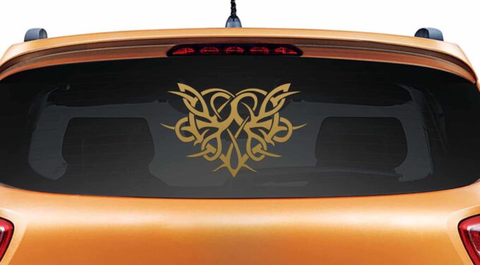 Minoo Heart Gold Rear Car Sticker