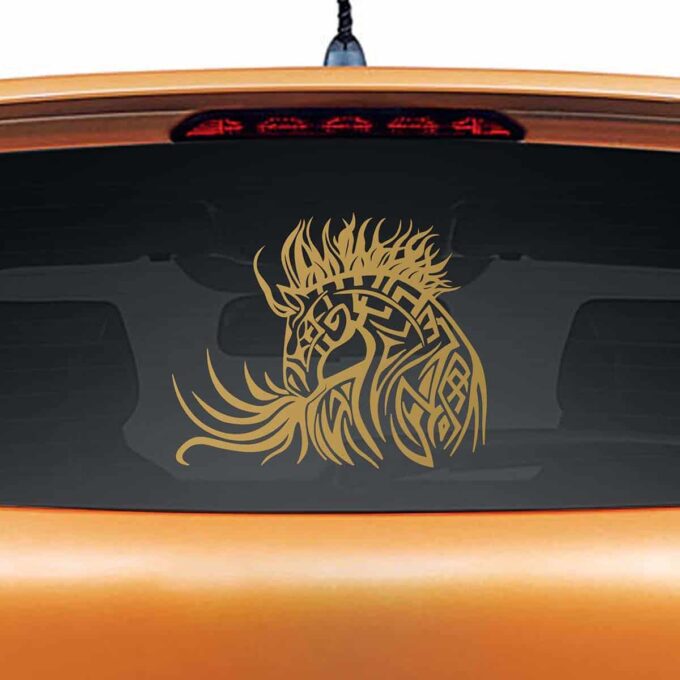 Horse Tattoo Gold Rear Car Sticker