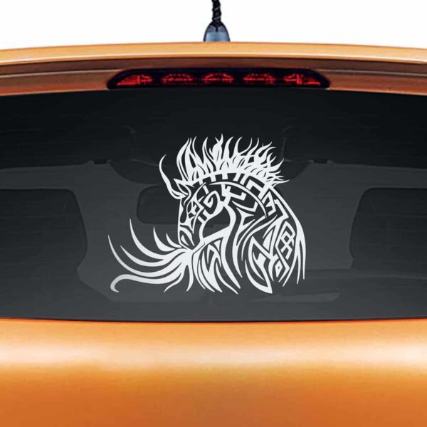 Horse Tattoo Silver Rear Car Sticker