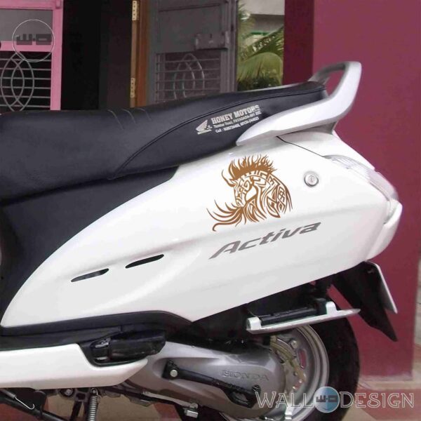 WallDesign Sticker For Motorcycle Horse Flame Tattoo Gold Reflective Vinyl