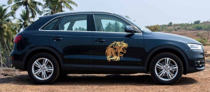 Lions Den Gold Side Car Sticker