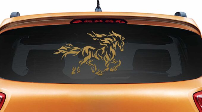 Fiery Stallion Gold Rear Car Sticker