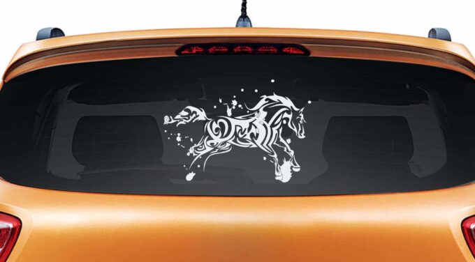 Wild Horse Silver Rear Car Sticker