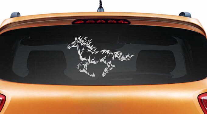 Warrior Horse Silver Rear Car Sticker