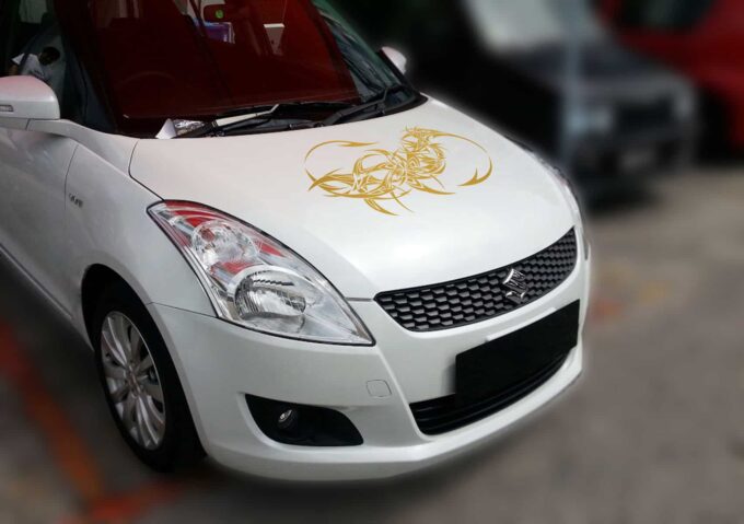 Dragon Tail Gold Bonnet Car Sticker
