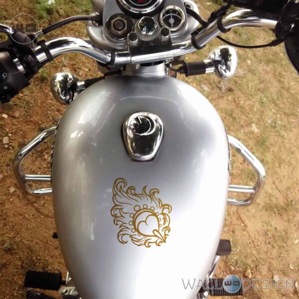 WallDesign Bike Tank Stickers Krishna's Feather Gold Reflective Vinyl