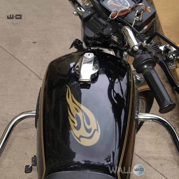 WallDesign Stickers For Bikes Tribal Flame Drop Gold Reflective Vinyl
