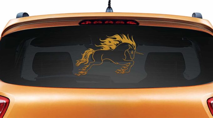 Raging Unicorn Copper Rear Car Sticker