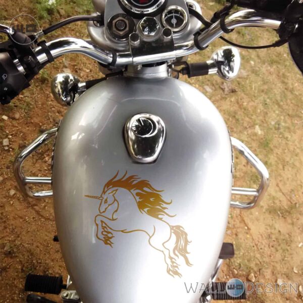 WallDesign Bike Decals Tribal Raging Unicorn Gold Stickers Reflective Vinyl