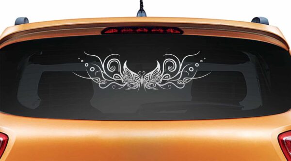 Bubbly Butterfly Silver Rear Car Sticker