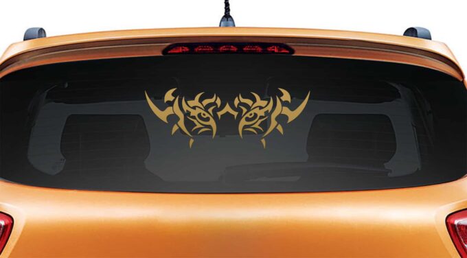 Beware of the Tiger Gold Rear Car Sticker