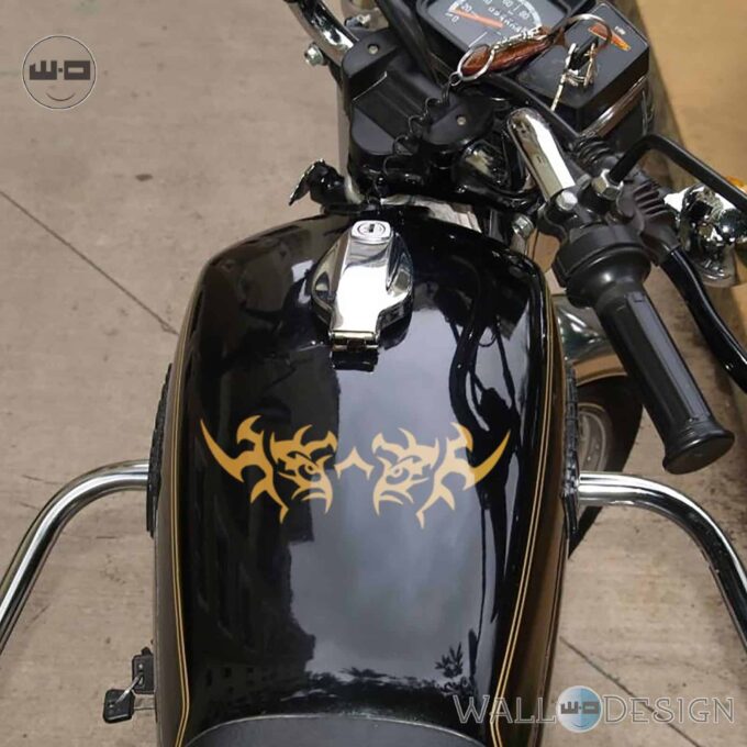 WallDesign Sticker In Bike Beware Of The Tiger Gold Reflective Vinyl