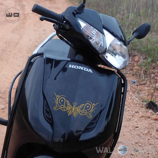 WallDesign Custom Motorcycle Stickers Flowery Butterfly Gold Reflective Vinyl